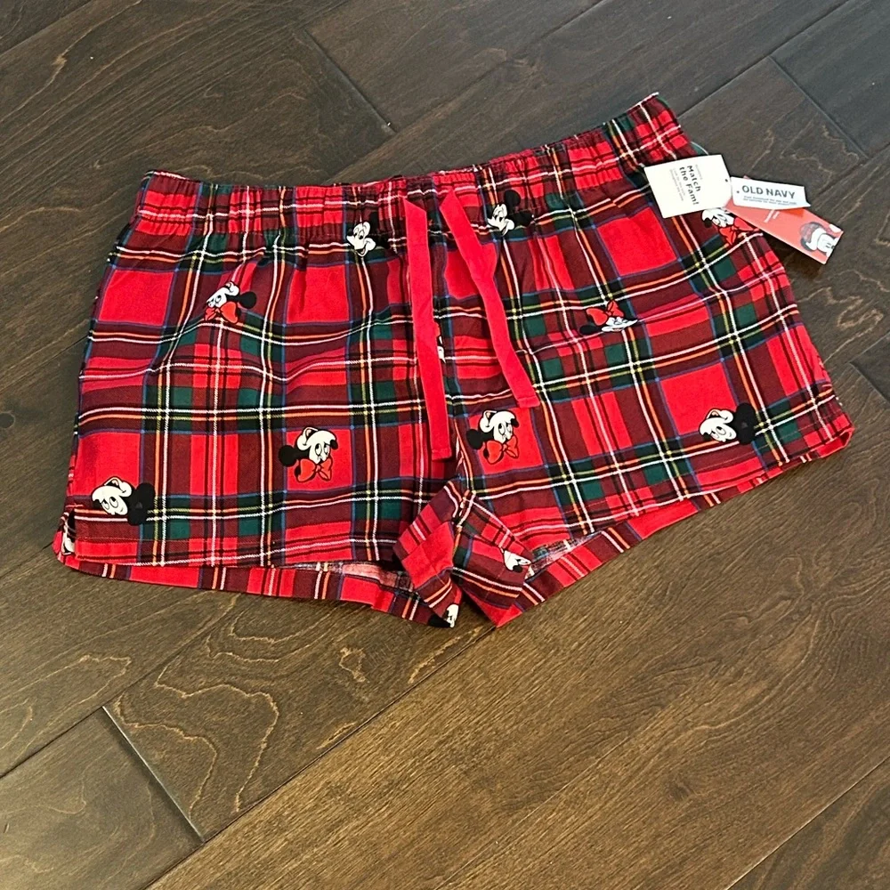 Old Navy x Disney Mickey & Friends Red Flannel Boxer Shorts - Picture 1 of 7